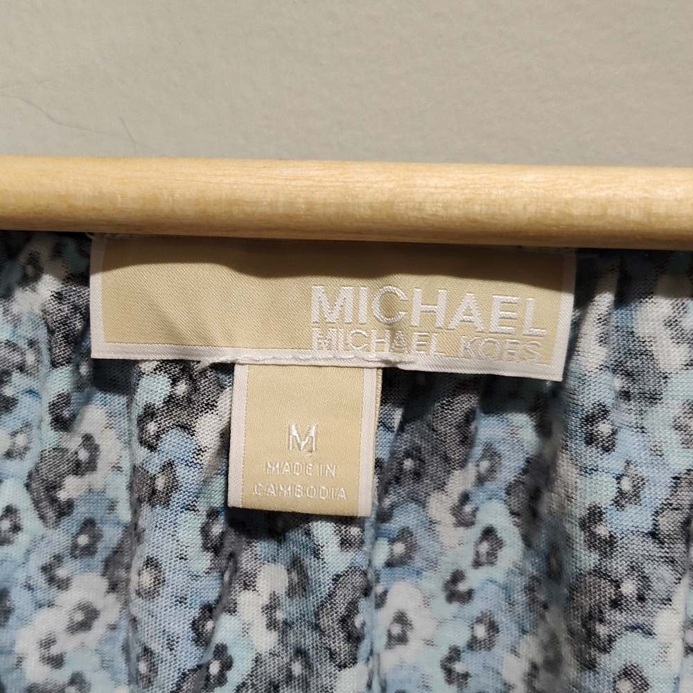 Michael Kors Women's Long Sleeve Blue Floral Top Blouse, Size Medium - Picture 4 of 8